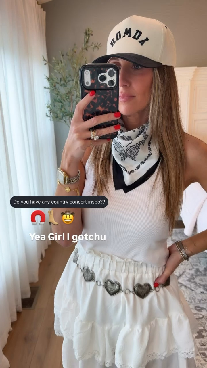 country concert outfit, but make it cute and easy. love a good bandana moment with a fun belt and boots, this combo just works every time

country concert outfit, western style, summer outfits, concert outfits, cowboy boots, themominstyle 

#LTKTravel #LTKootd #LTKSeasonal