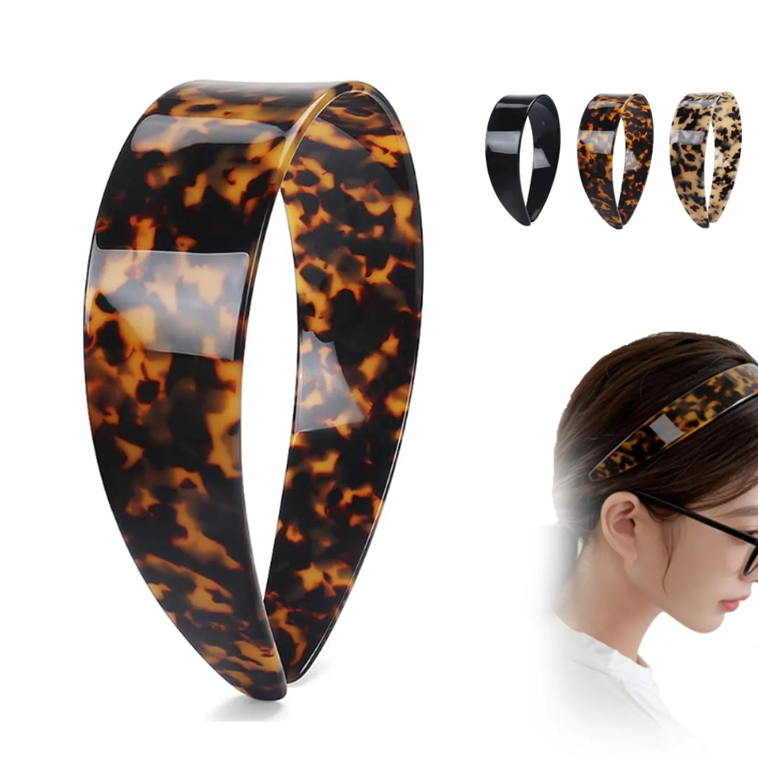 Thick Tortoise Shell Headband, 2026 New Wide Hairband Grip for Women, Non-Slip Fashion Headpiece ... | Walmart (US)