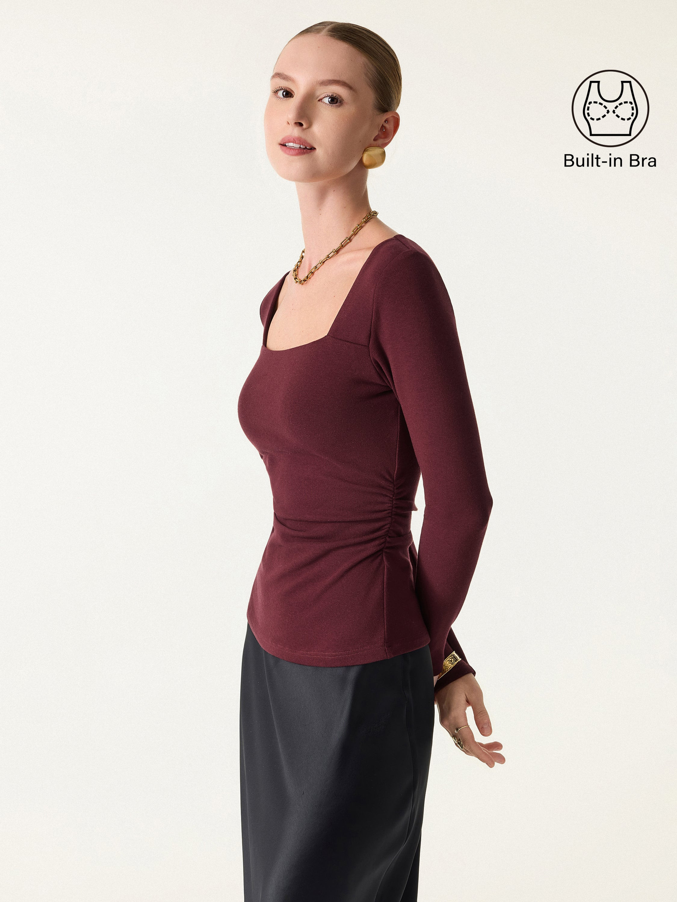 ProWarm Square Neck Side Ruched Brami | OGLmove