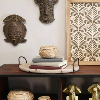 Stratton Home Decor Natural Wood Oval Tray S30852 | The Home Depot