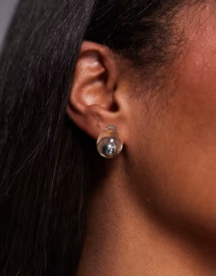 ASOS DESIGN stud earrings with clear resin detail in silver tone | ASOS (Global)