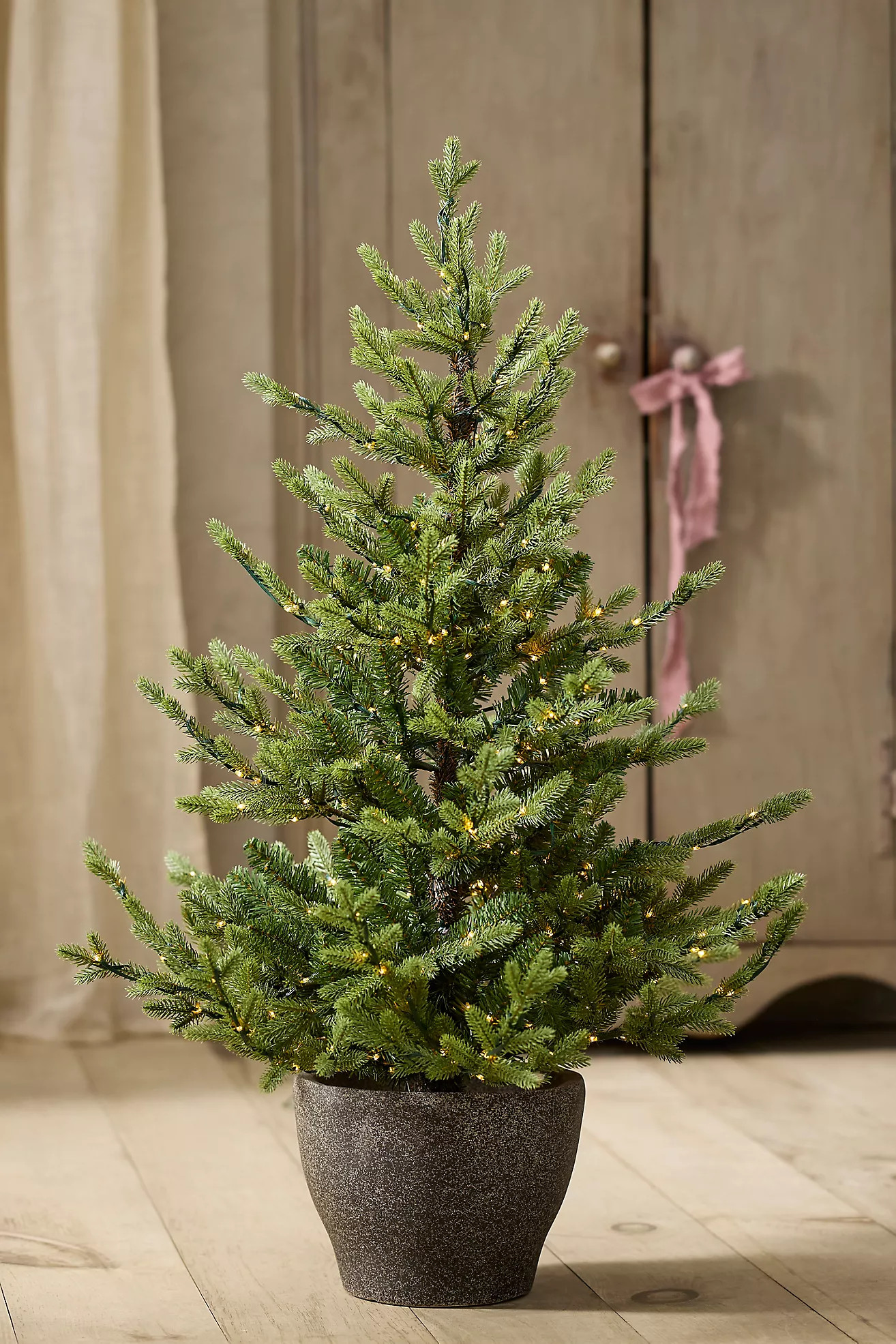 Faux Twinkling Pre-Lit Potted Norway Spruce, 4’ | Anthropologie (US)