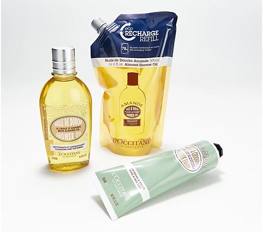 L'Occitane Almond de Provence 3-Pc Shower Oil and Hand Cream Set | QVC