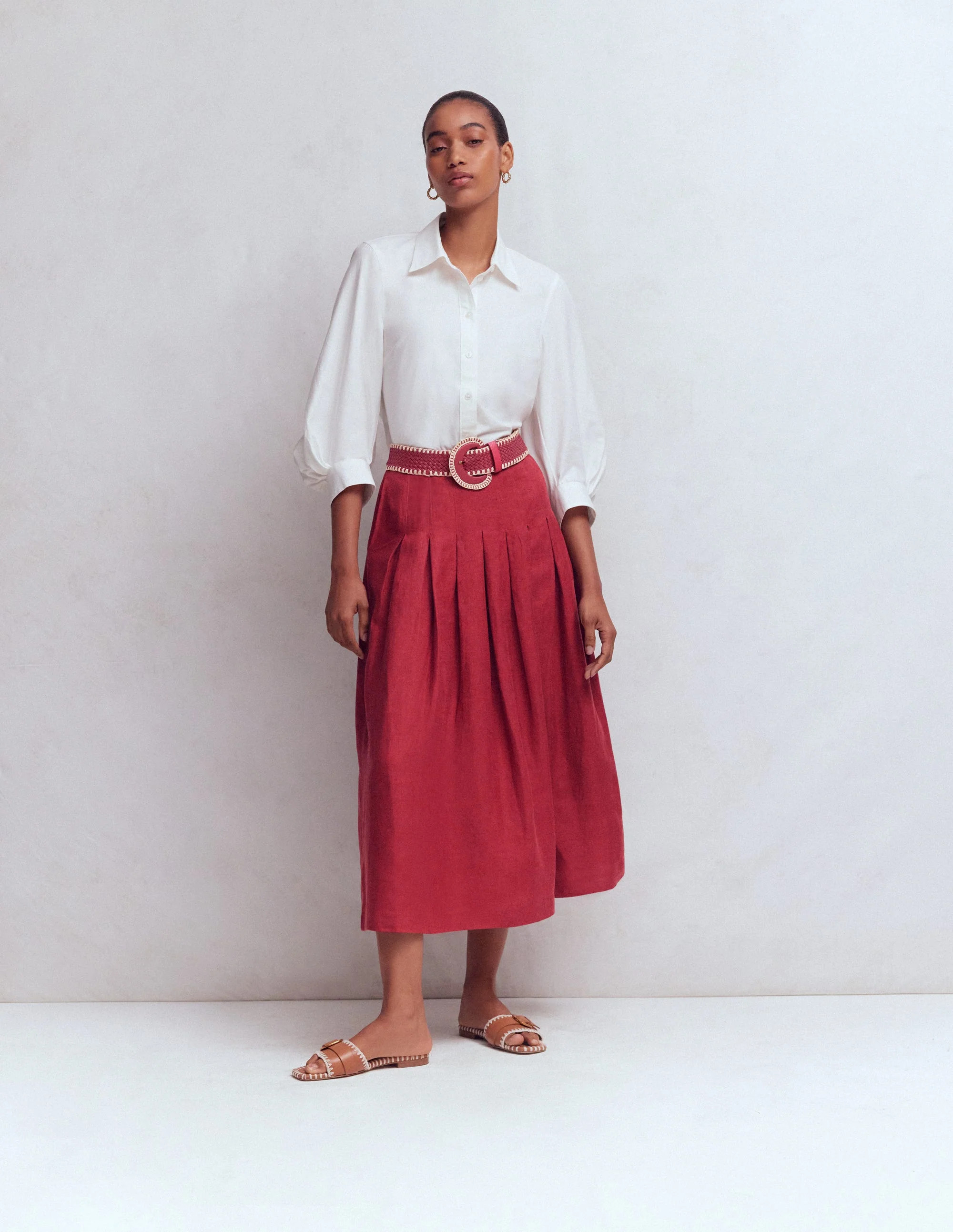 Boden Women's Valentina Linen Skirt in Brown | Size 8 | Boden (US)