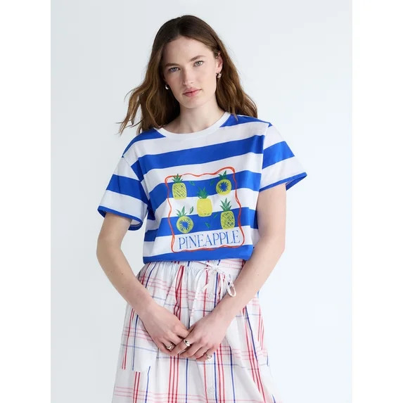 Free Assembly Women's and Women's Plus Cotton Cropped Boxy Tee with Short Sleeves, Sizes XS-XXL | Walmart (US)