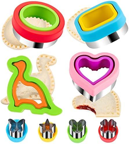 Sandwich Cutter and Sealer for Kids Uncrustables Maker 8PCS Heart Circle Square Dinosaur Shape Co... | Amazon (US)