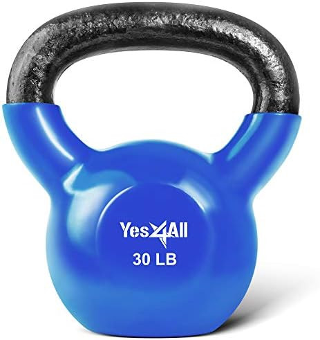 Yes4All Vinyl Coated Kettlebell Weights, Weight Available: 5, 10, 15, 20, 25, 30, 35, 40, 45, 50 Lb  | Amazon (US)