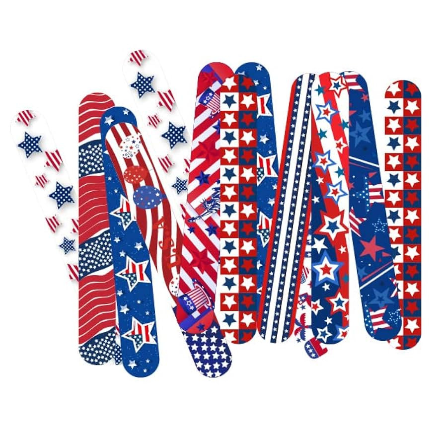 50 Pcs Slap Bracelets for Kids 4th of July Slap Bracelets Bulk Snap Bracelet Party Supplies Favor... | Amazon (US)