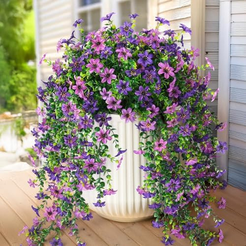 Artificial Fake Hanging Flowers Plants for Outdoor Spring Summer Decoration,2 PCS Faux Silk Daisy... | Amazon (US)