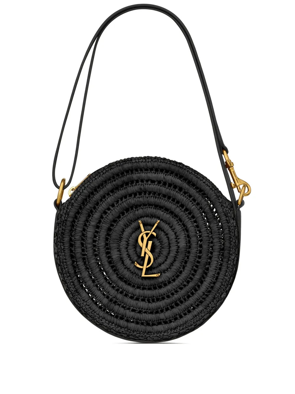 The DetailsSaint LaurentSac Rond logo-plaque bagImportedHighlightsblack raffia/calf leather signa... | Farfetch Global