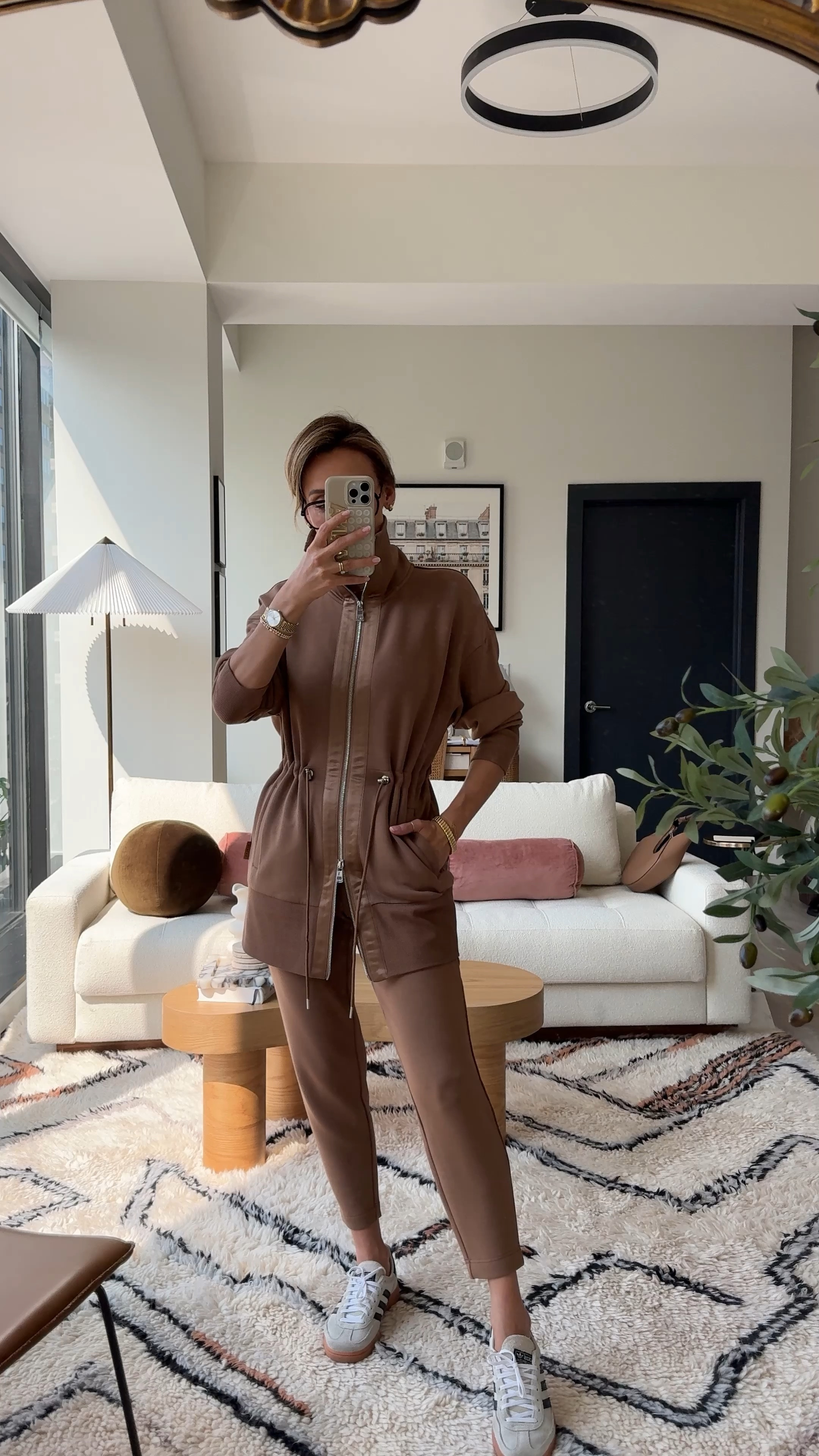 One of my personal favorite zip through sweat shirt. It’s so elevated with the sateen strip, I love the option to cinch the waist and to pop up the collar for colder days. The pants are a cigarette silhouette which make it so easy to dress up the look. Great for travels or weekends! Size XS @varley #invarley 

#LTKTravel #LTKVideo #LTKStyleTip