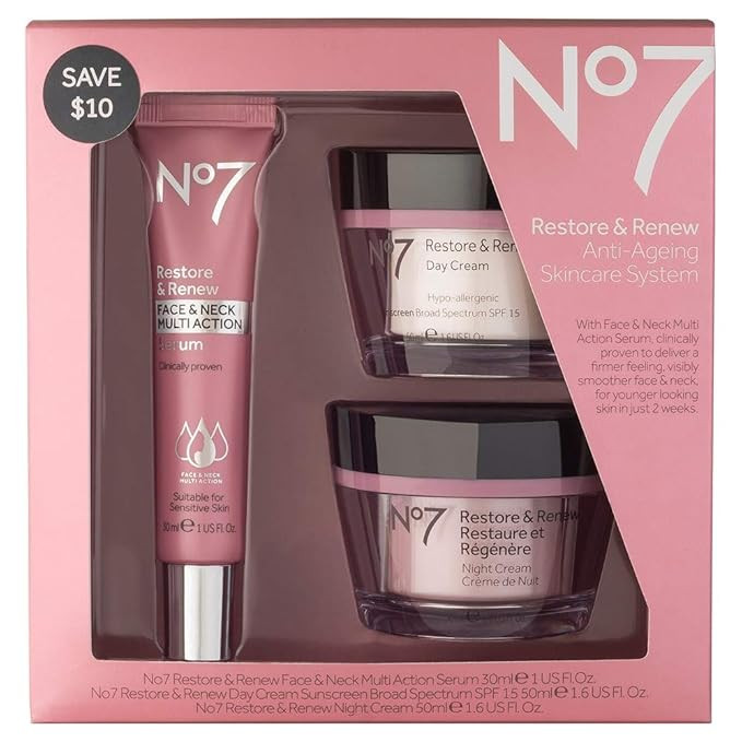No7 Restore & Renew Face & Neck Multi Action Skincare System , pack of 1 | Amazon (US)