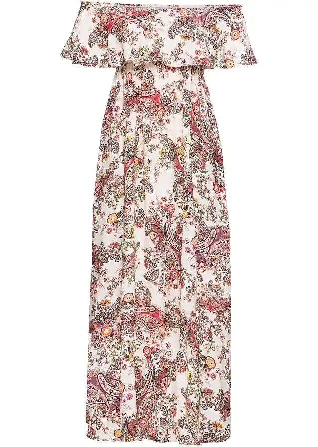 Carmen-Kleid aus fließender Viskose | Bonprix DE