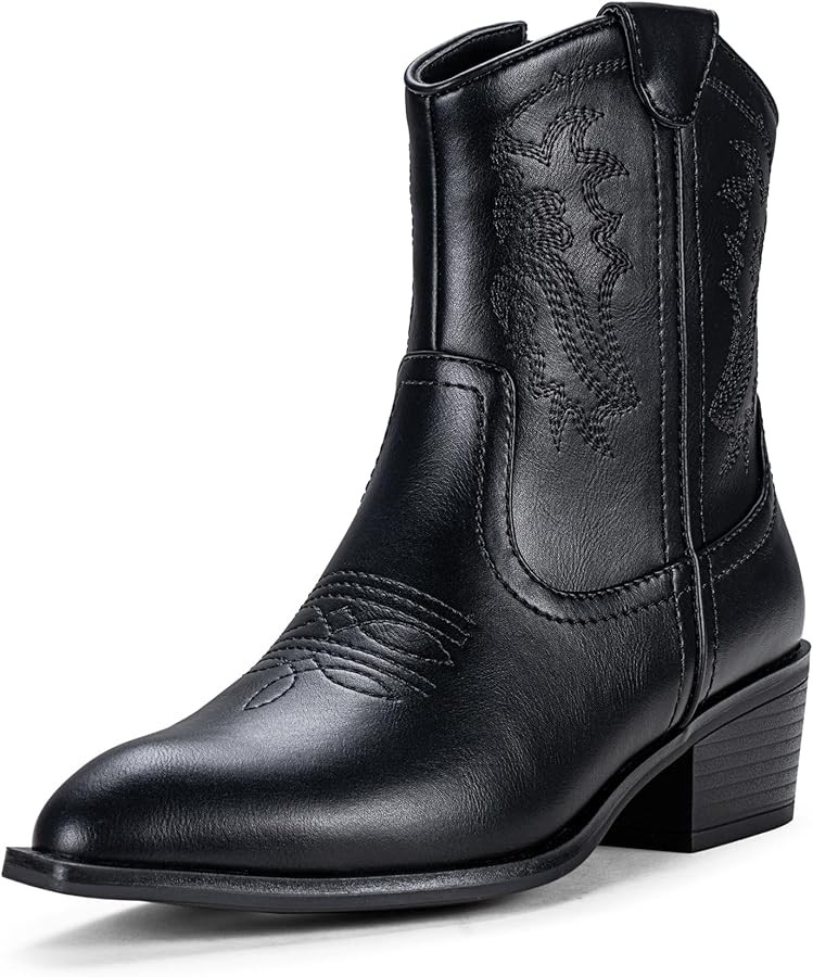 Vepose Women's 9816 Cowboy Boots Ankle Western Short Cowgirl Embroidered Round Toe Low Heel Booti... | Amazon (US)