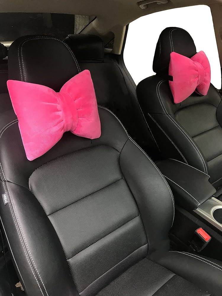 2 PCS Charming Bowknot Pillows Car Seat Neck Rest Pillow, Car Headrest Neck Cushion Pillows, Slee... | Amazon (US)