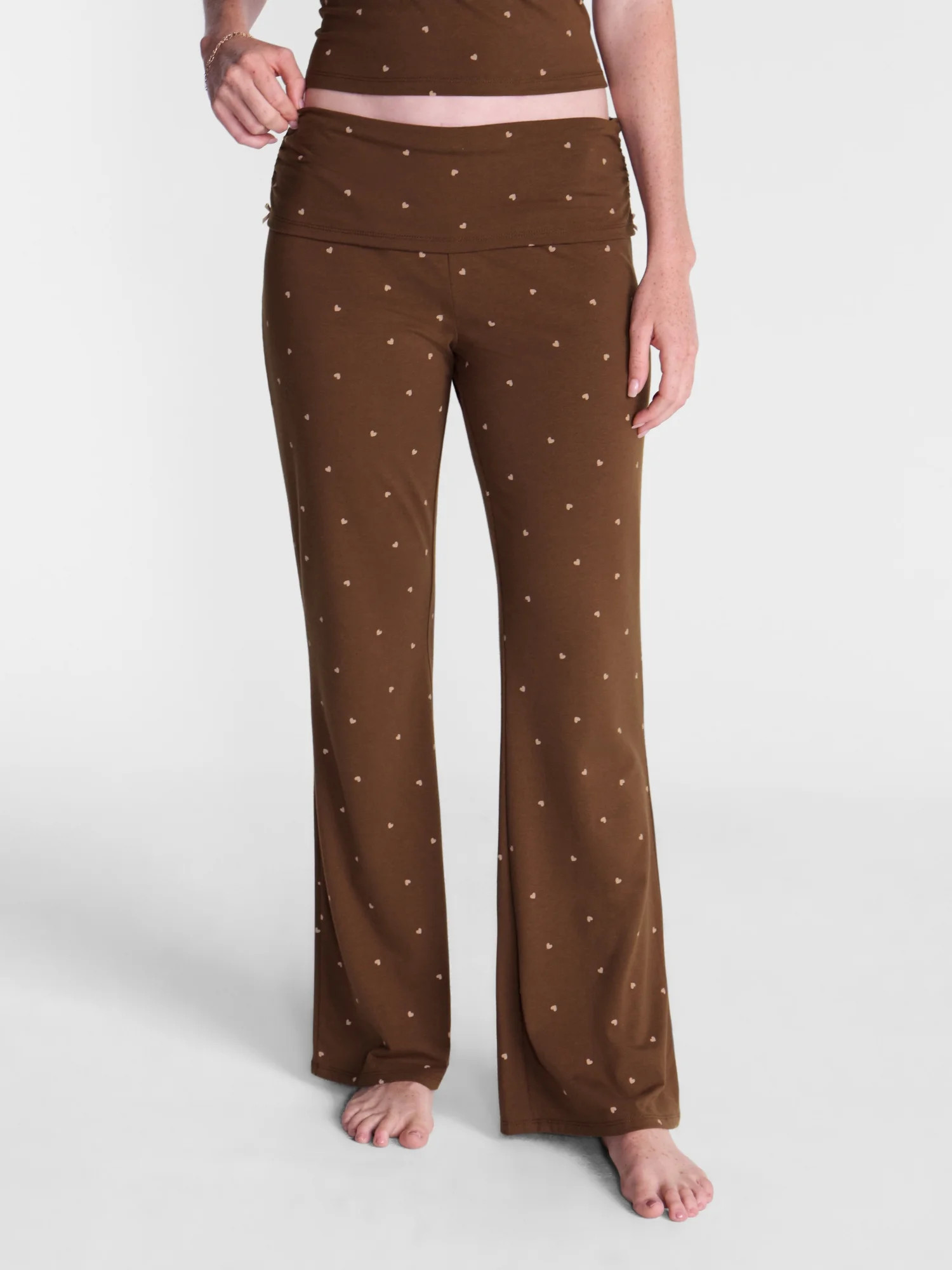 No Boundaries Cotton Blend Jersey Sleep Foldover Pants, 31'' Inseam, Women’s XXS-3X | Walmart (US)