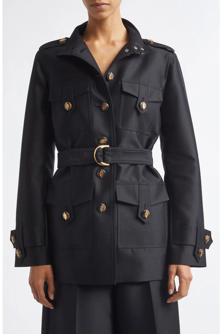 Zimmermann Valiant Wool & Silk Utility Jacket in Black at Nordstrom, Size 2 | Nordstrom