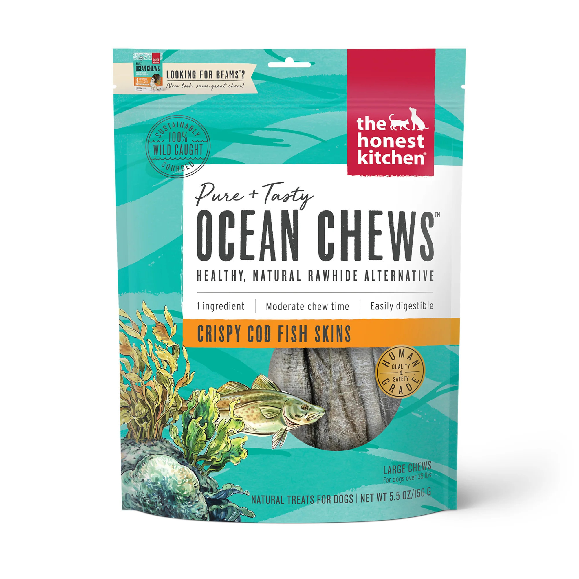 Ocean Chews Crispy Cod Fish Skins Beams | The Honest Kitchen