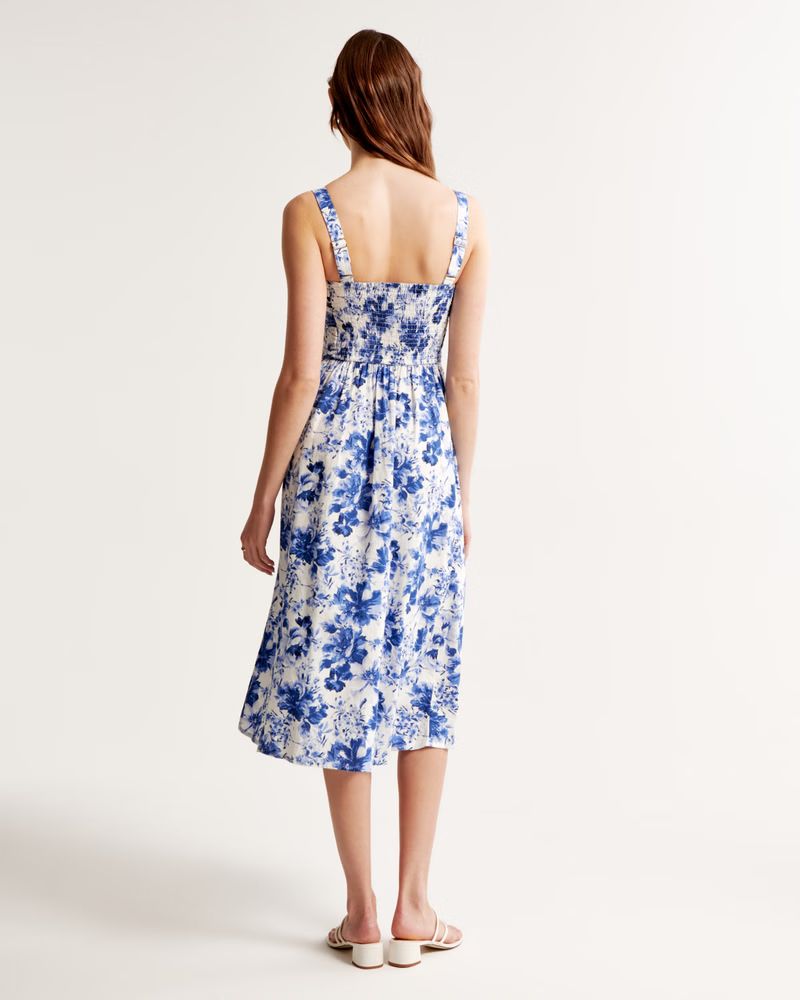 Women's Emerson Linen-Blend Wide Strap Midi Dress | Women's Dresses & Jumpsuits | Abercrombie.com | Abercrombie & Fitch (US)