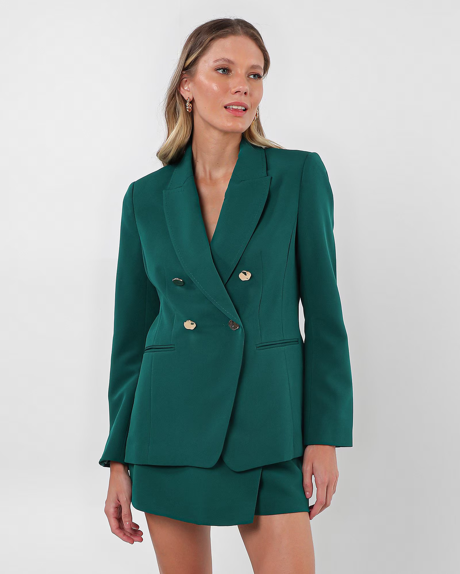 Blazer feminino slim abotoamento duplo verde | AK by Riachuelo | Riachuelo (BR)