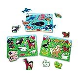 Melissa & Doug Animals Wooden Peg Puzzles Set - Farm, Pets, and Ocean | Amazon (US)