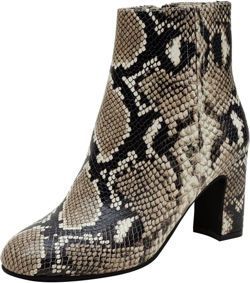 Linea Paolo - WYLDA - Womens Leather Round Toe Mid-Height Heel Ankle Boot | Amazon (US)