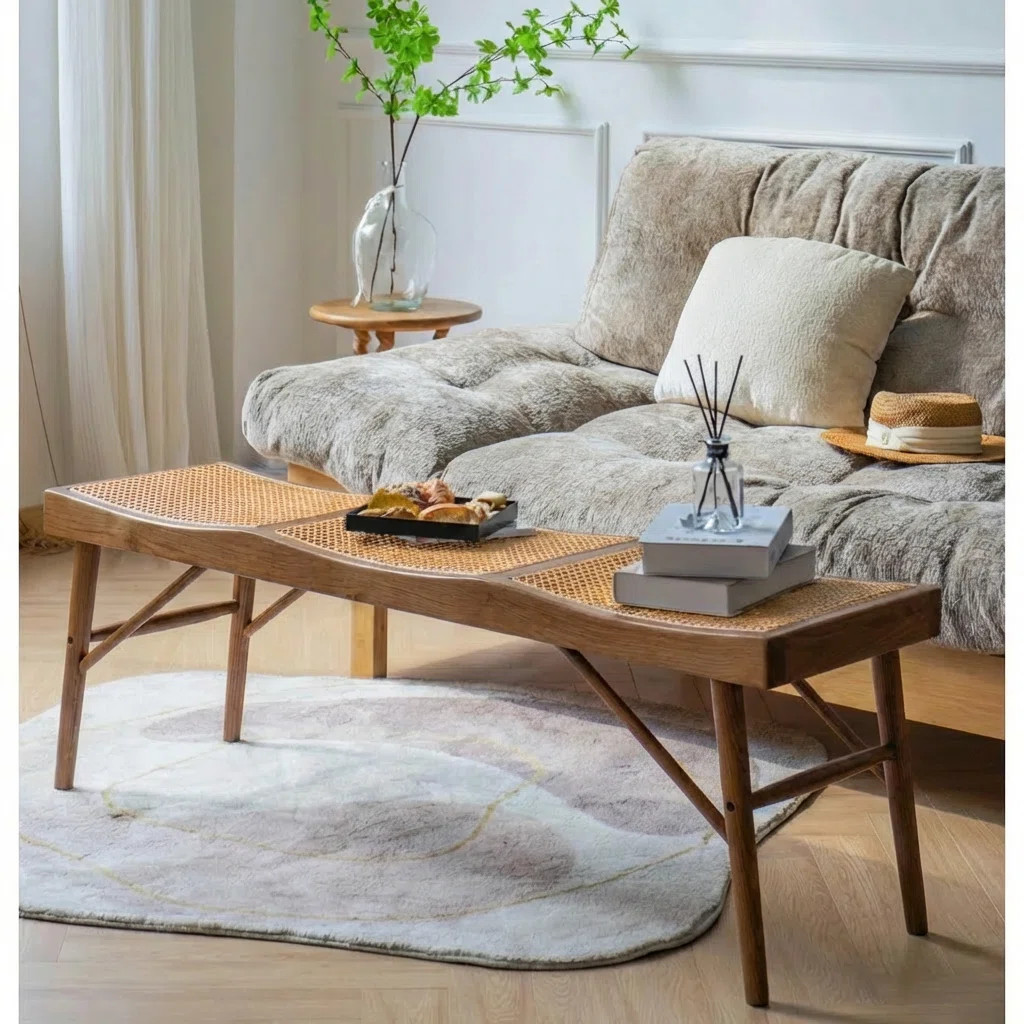 Brylynn Solid Wood & Cane Bench | Wayfair North America