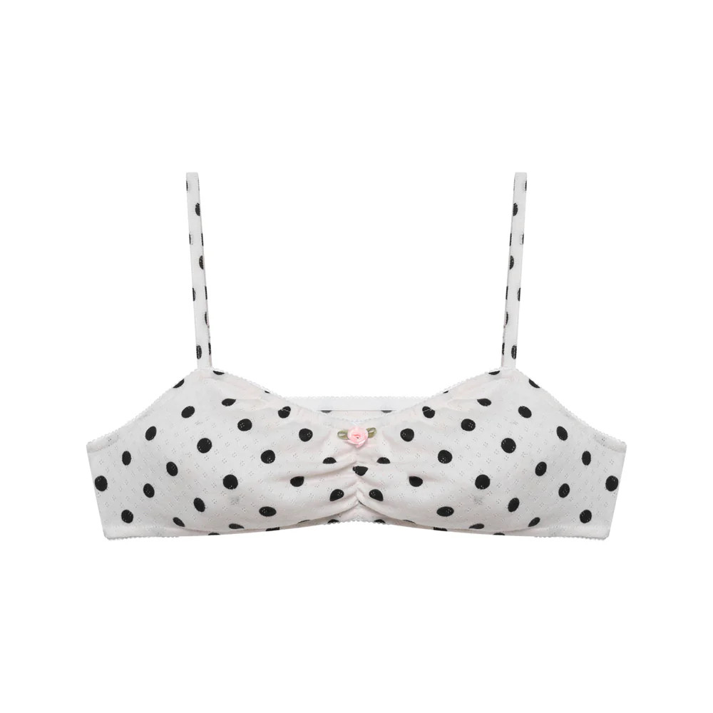 Pointelle Crop Top- Black Polka Dot | The NAP Co