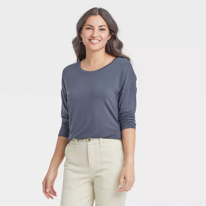 Women's Long Sleeve Rayon Span T-Shirt - A New Day™ | Target