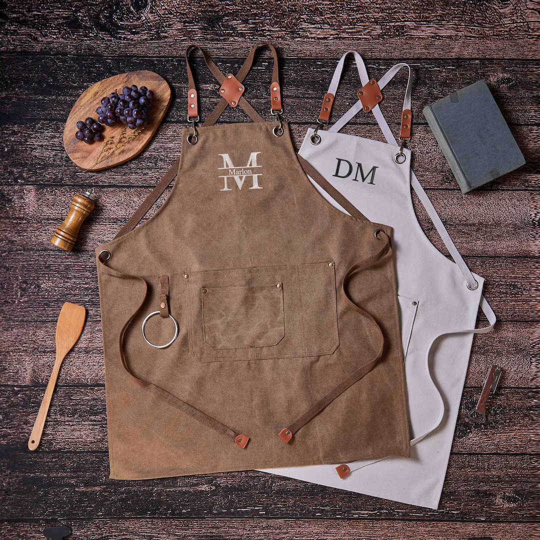 Personalized Bar Apron, Canvas Workshop Apron With Pockets, Custom Gift for Him, Embroidered Kitc... | Etsy (US)