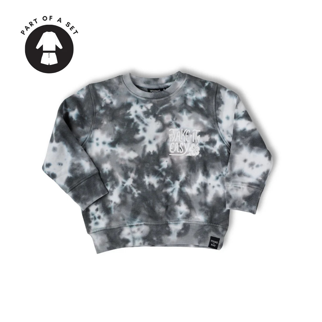 TAKE IT EASY TIE-DYE CREWNECK // CHARCOAL | Young and Rad