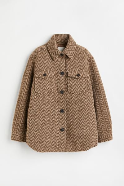 Shacket - Beige/Fischgrätmuster - Ladies | H&M AT | H&M (DE, AT, CH, DK, NL, NO, FI)