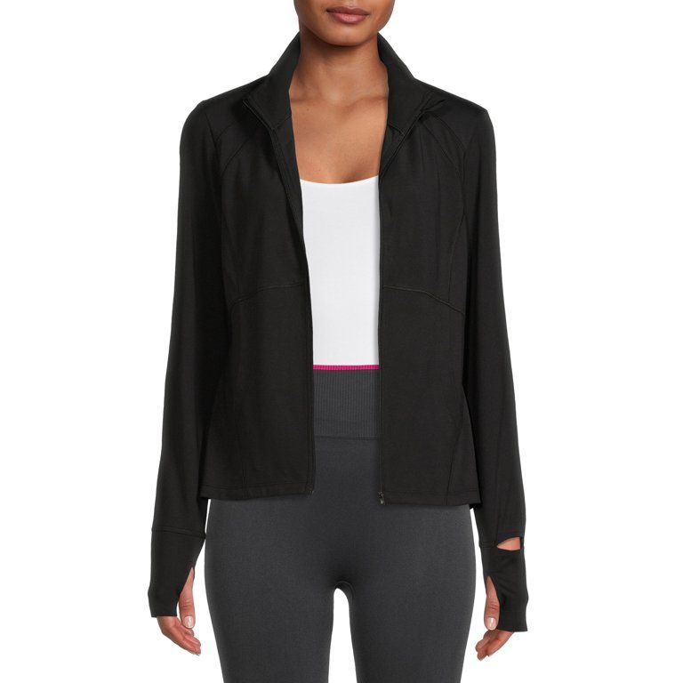 Avia Women's Active Full Zip Long Sleeve Jacket with Thumbholes and Sport Watch Opening | Walmart (US)