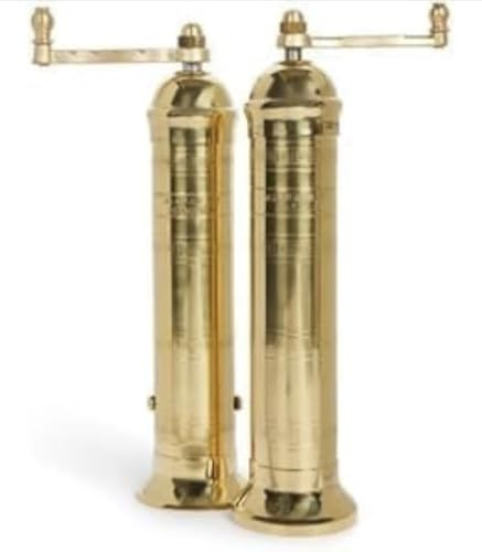 Alexander Handcrafted European Mill Set – Authentic 2-Piece Brass Pepper (9″) & Salt (8″) Grinder, Adjustable Grind, Vintage Design, Elegant Kitchen Gift, Handmade in Greece 104/108 | Amazon (US)