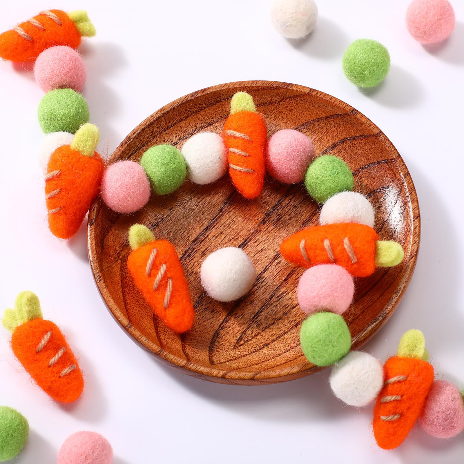 Easters Pom Pom Garland 6.6 Feet Carrot Wool Felt Ball Garland Farmhouse Felt Tiered Tray Decorat... | Amazon (US)