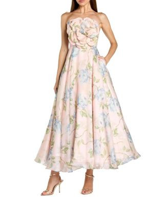 Strapless Floral Organza Midi Dress with Flower | Bloomingdale's (AU)
