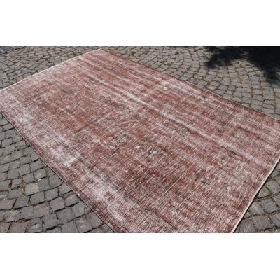 Large Vintage Turkish Anatolian Rug for Living Room in Rustic Distressed Red Floral Design | Wayfair North America