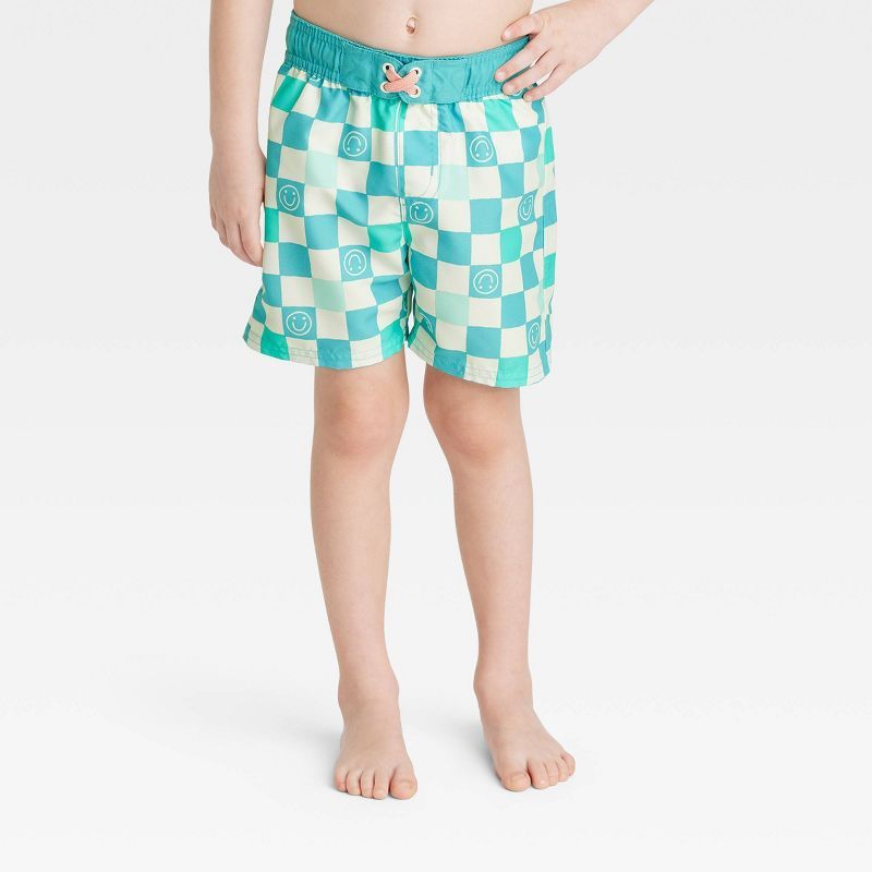 Toddler Boys' Checkered Swim Shorts - Cat & Jack™ Green | Target