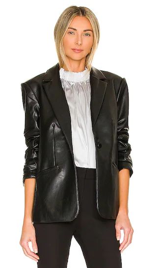 Faux Leather Kylie Jacket in Black | Revolve Clothing (Global)