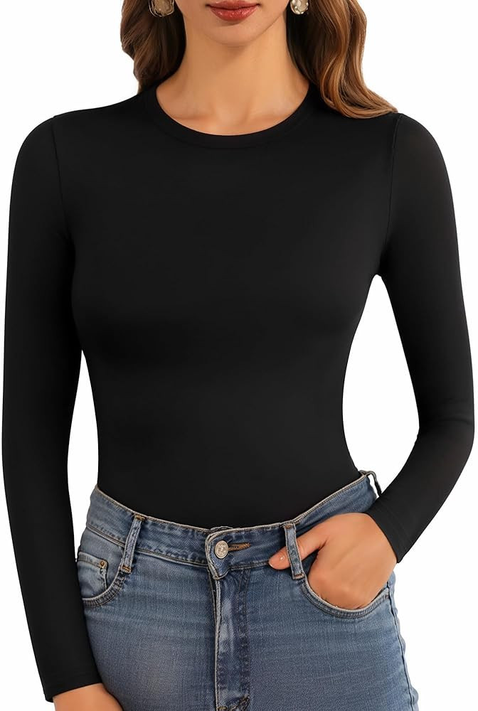 MANGOPOP Womens Short Sleeve Long Sleeve Crew Neck T Shirts Tops Tees | Amazon (US)