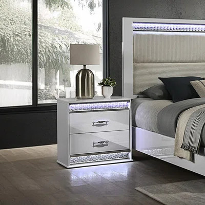 Glam Modern Style 2-Drawer Night Stand, Modern Night Stand | Wayfair North America