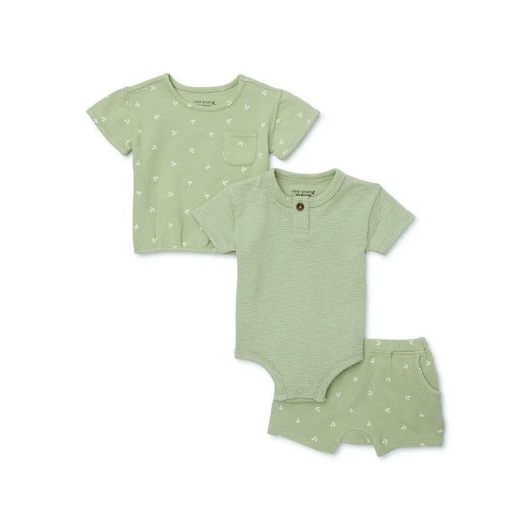 easy-peasy Baby Unisex Short Sleeve Tops and Short Outfit Set, 3-Piece, Sizes 0-24 Months | Walmart (US)