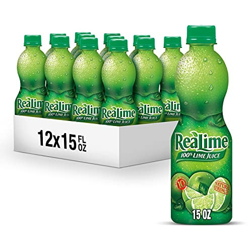 ReaLime 100% Lime Juice, 15 fl oz bottle (Pack of 12), Made with Lime Juice from Concentrate, Gluten-Free, Sodium Free, Perfect Mixer to add to Cocktails and Marinades | Amazon (US)