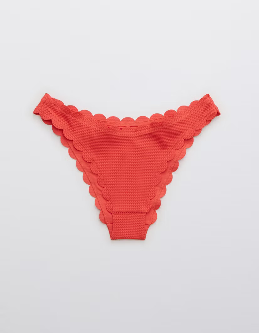 Aerie Waffle Scalloped Super High Cut Cheekiest Bikini Bottom | American Eagle Outfitters (US & CA)
