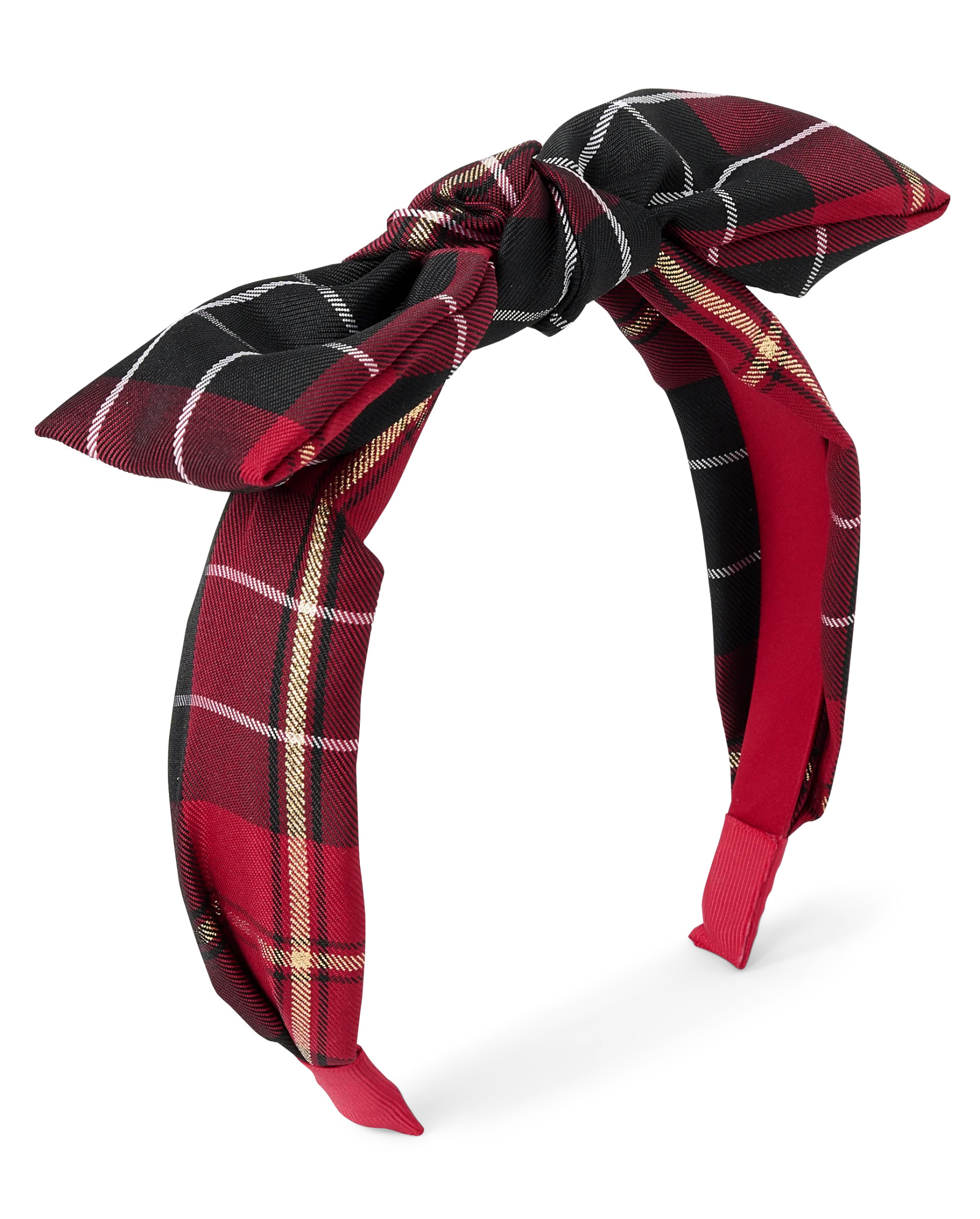 Girls Plaid Satin Bow Headband - classicred | The Children's Place