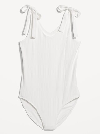 Tie-Shoulder V-Neck Rib-Knit Bodysuit for Women | Old Navy (US)