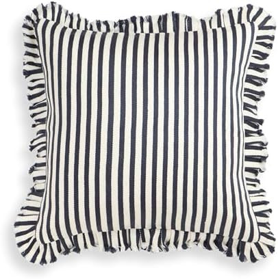 Tov Furniture Alessia Navy Striped Ruffle 20" Square Accent Pillow | Amazon (US)