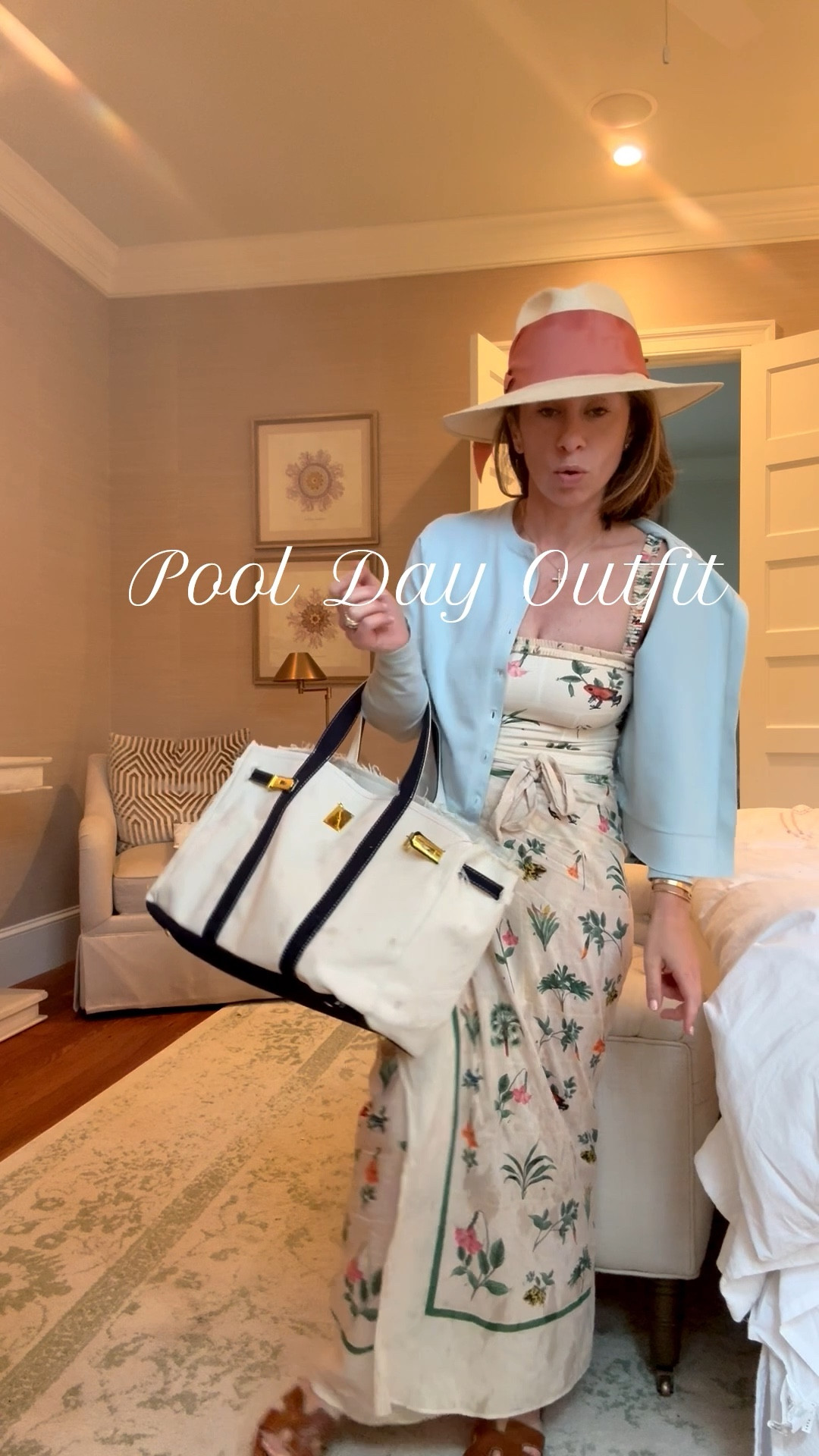 Agua Bendita matching set bathing suit and sarong with my canvas birkin “boatkin” inspired bag by a random website called Velantra!  A thin cardigan sweater from J. Crew and hat by Freya 

#LTKItBag #LTKSeasonal #LTKSwim