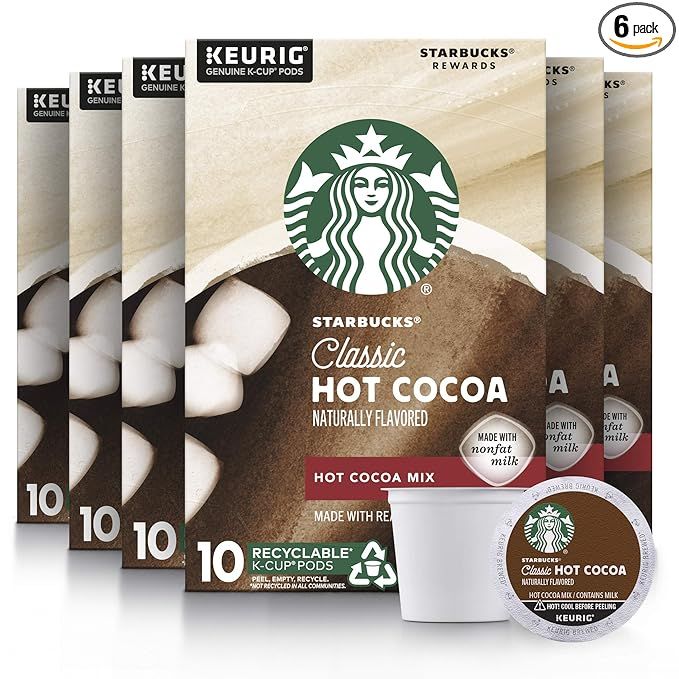 Starbucks Hot Cocoa K-Cup Coffee Pods Hot Cocoa for Keurig Brewers 10 Count (Pack of 6) | Amazon (US)