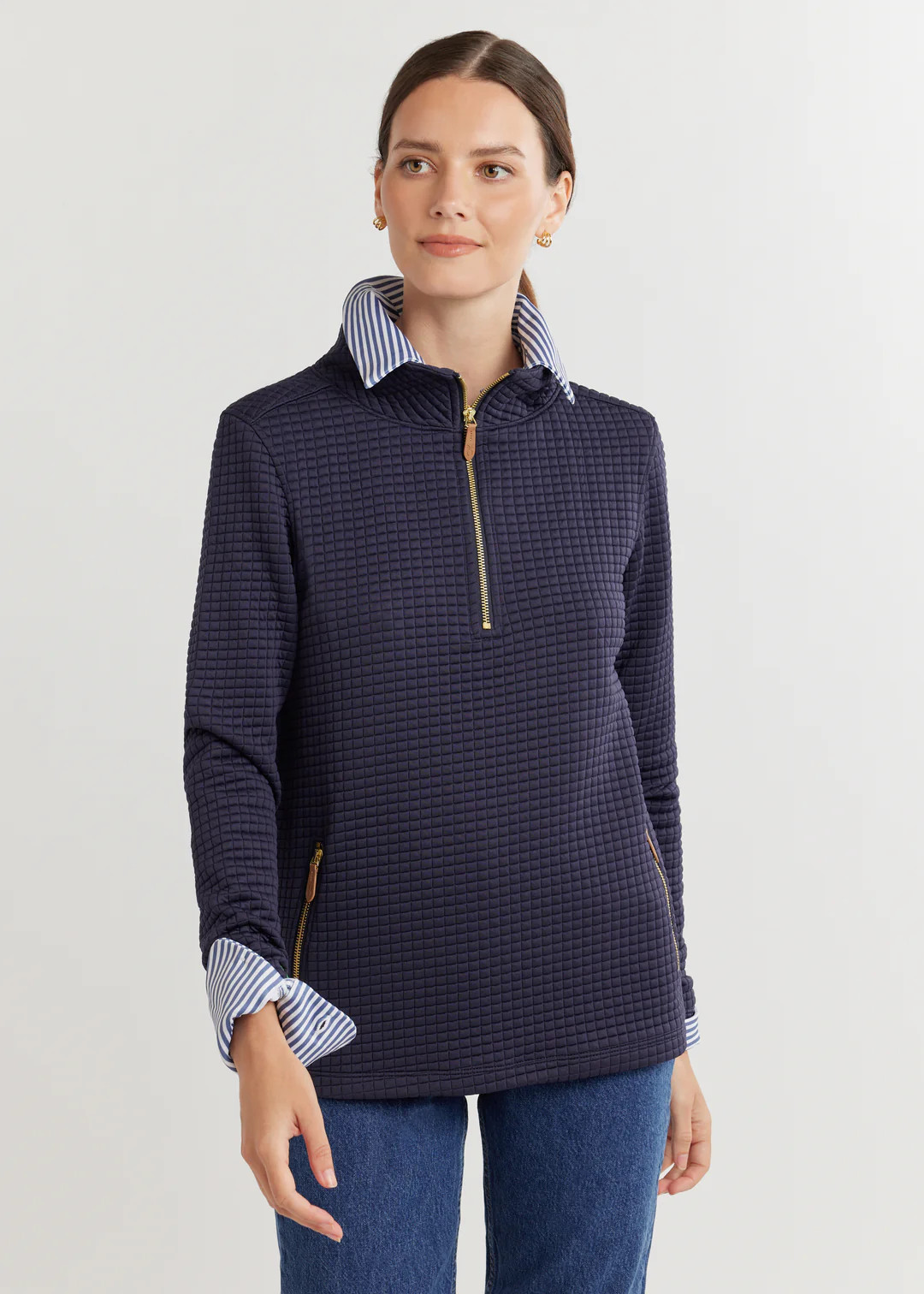 Smith Point Pullover in Waffle (Navy) | Dudley Stephens